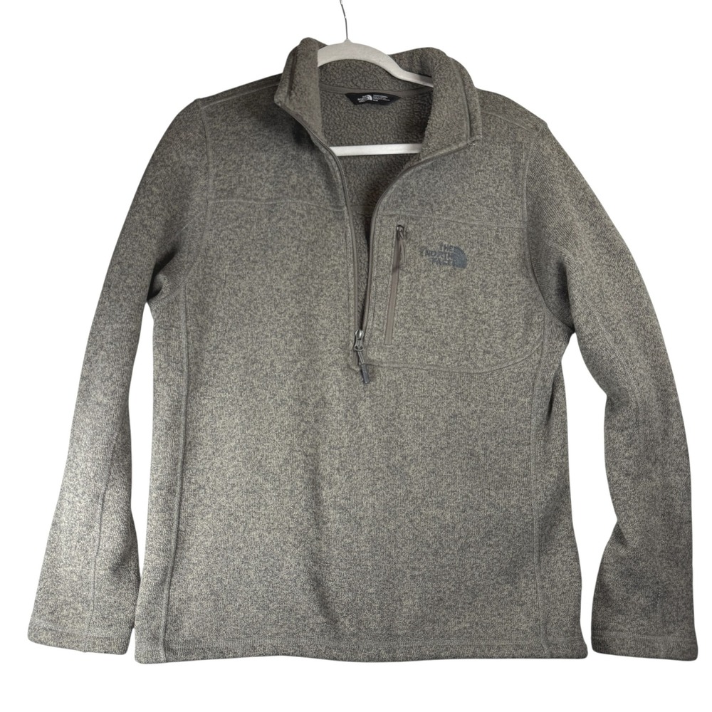 The North‎ Face Mens Gray Quarter Zip Pullover Sweater Fleece Jacket Medium
